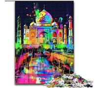 Puzzles pour Adultes 1000 Graffitis Taj Mahal en Bois, ce Qui en Fait Un Excellent Cadeau pour s'amuser en Famille 50x75cm Décoration DIY Cadeaux de Vacances stimulants pour Le Cerveau