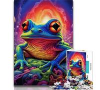Puzzles pour Adultes : 1000 Grenouilles colorées, Jeu Stimulant et Familial avec Affiche et fiche de Questions-réponses (38x26cm)
