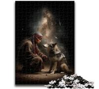 Puzzles pour Adultes 1000 Guerrier et Loup Jeu éducatif Défi Jouet Décoration Murale Cadeaux d'anniversaire et de Noël Uniques 38x26cm