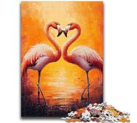 Puzzles pour Adultes 1000 Jeux éducatifs Couple de Flamants Roses Décoration de la Maison Jeu éducatif pour Anniversaire, Noël 50x75cm
