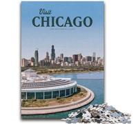 Puzzles pour Adultes 1000 Jeux éducatifs Visit Chicago, à Offrir en Cadeau à Toute la Famille à partir de 14 Ans (Taille 50x75cm)