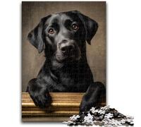 Puzzles pour Adultes 1000 Labrador Noir Jeu éducatif Défi Jouet Décoration Murale Cadeaux d'anniversaire et de Noël Uniques 50x75cm