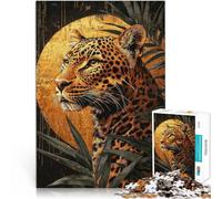 Puzzles pour Adultes 1000 Léopard dans la lumière dorée Fait de Papier,Convient aux Personnes âgées de 14 Ans et Plus Jeu Familial Anti-Stress défi Difficile Super Cadeau de Noël。Taille:26x38cm