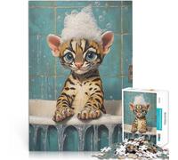Puzzles pour Adultes 1000 L'heure du Bain pour Les Chatons du Bengale ,pour Les 14 Ans et Plus pour Une soirée de Jeux et de Divertissement en Famille Décorations et Cadeaux Uniques pour la Maison。