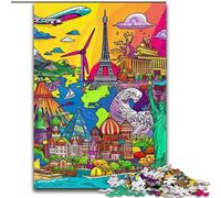 Puzzles pour Adultes 1000 lieux d'intérêt de Dessins animés Puzzle en Carton, Cadeau pour Hommes et Femmes, Quotidien et Occasions spéciales 1000 pièces(26x38cm)