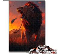Puzzles pour Adultes 1000 Lions au Coucher du Soleil, Casse-tête pour décoration Murale, Cadeaux d'anniversaire et de Noël Uniques pour Les 14 Ans (Taille 26x38cm)