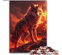 Puzzles pour Adultes 1000 Loups sur Le Volcan en Bois, Casse-tête Stimulant pour Adolescents, soirée de Jeux en Famille Amusante 1000 pièces(50x75cm)