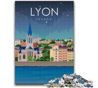 Puzzles pour Adultes 1000 Lyon France Voyage Art Jeux éducatifs Décoration de la Maison Jeu éducatif pour Anniversaire, Noël (Taille 38x26cm)