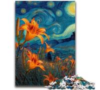 Puzzles pour Adultes 1000 lys Jaunes dans Le Ciel Nocturne Un Plaisir Familial idéal comme Cadeau pour Toute la Famille à partir de 14 Ans 50x75cm