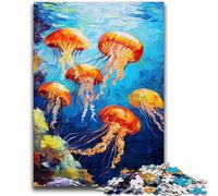 Puzzles pour Adultes 1000 méduses Peinture à l'huile Convient aux 14 Ans et Plus Jeux familiaux Offrez des Cadeaux pour Toute la Famille 26x38cm