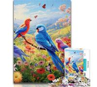 Puzzles pour Adultes : 1000 Mots-clés Fleurs et Oiseaux, Jeu Stimulant et Familial avec Affiche et fiche de Questions-réponses (38x26cm)