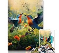 Puzzles pour Adultes : 1000 Mots-clés Fleurs et Oiseaux, Jeu Stimulant et Familial avec Affiche et fiche de Questions-réponses (38x26cm)