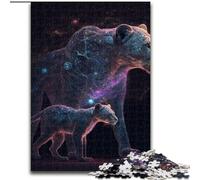 Puzzles pour Adultes 1000 Nuits étoilées Lionne en Bois, Jouets Cadeau éducatif intellectuel décompressant Amusant Jeu Familial 50x75cm pour Jeu interactif Familial