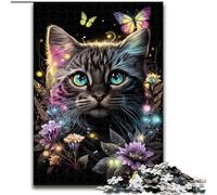 Puzzles pour Adultes 1000 Papillons Chats en Bois, pour Adolescents à partir de 14 Ans, Décoration d'intérieur 50x75cm, Décoration Artistique DIY, Cadeau d'anniversaire idéal