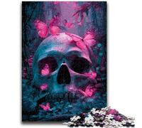 Puzzles pour Adultes 1000 Papillons et crânes Jeu éducatif Défi Jouet Décoration Murale Cadeaux d'anniversaire et de Noël Uniques 38x26cm