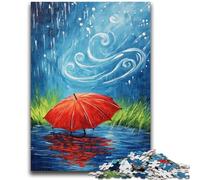Puzzles pour Adultes 1000 Parapluie Rouge Un Jour de Pluie, Un Plaisir Familial idéal comme Cadeau pour Toute la Famille, à partir de 14 Ans, 26x38cm
