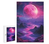 Puzzles pour Adultes 1000 PCS Alien Landscape with Pink Planet Puzzle pour Adolescents Assemblage De Motifs Interaction Parent-Enfant Jeu Au Design Attrayant 1000 PCS
