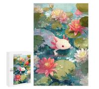 Puzzles pour Adultes 1000 PCS Axolotl in A Lily Pond Puzzle pour Adultes, Jeu De Réflexion, Décoration Murale, Cadeau d'anniversaire, Cadeaux, 1000 PCS