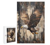 Puzzles pour Adultes 1000 PCS Bald Eagle in Flight on Wood Bold Nature Wall Art Puzzle pour Adultes - Jeux Relaxants - Difficulté : Difficile - Cadeaux pour Les Amis Et La Famille 1000 PCS