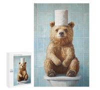 Puzzles pour Adultes 1000 PCS Bear on Toilet with Paper Hat Puzzle pour Adolescents Assemblage De Motifs Interaction Parent-Enfant Jeu Au Design Attrayant 1000 PCS