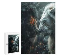 Puzzles pour Adultes 1000 PCS Black Lion Vs White One Puzzle pour Adultes, Jeu De Réflexion, Décoration Murale, Cadeau d'anniversaire, Cadeaux, 1000 PCS