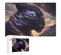 Puzzles pour Adultes 1000 PCS Black Panther with Lightning Energy Puzzles pour Adultes, Jouets Anti-Stress, Améliorent La Mémoire, Cadeau d'anniversaire, Présents, 1000 PCS