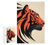 Puzzles pour Adultes 1000 PCS Bold Tiger Vector Portrait in Red and Black Design Puzzles pour Adultes Jeux De Famille Cadeaux pour Femmes Défi Éducatif 1000 PCS