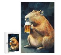 Puzzles pour Adultes 1000 PCS Capybara Drinking Beer Puzzles pour Adultes Jeux Relaxants Améliorent La Mémoire Cadeaux d'anniversaire Et De Noël Uniques 1000 PCS