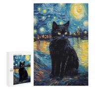 Puzzles pour Adultes 1000 PCS Cat Night Starry Art Puzzles pour Adultes - Décoration Murale - Décoration Parfaite - Défi À Relever 1000 PCS