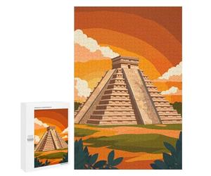 Puzzles pour Adultes 1000 PCS Chichen Itza Pyramid Jeu De Puzzle Familial Amusant Et Humoristique, Cadeau d'anniversaire, 1000 PCS