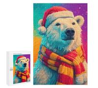 Puzzles pour Adultes 1000 PCS Christmas Polar Bear Art Print Puzzle pour Adolescents Assemblage De Motifs Interaction Parent-Enfant Jeu Au Design Attrayant 1000 PCS