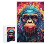 Puzzles pour Adultes 1000 PCS Colorful Monkey Portrait -4 Puzzles pour Adolescents, Jeux De Réflexion, Décoration Murale, Cadeaux De Noël Et d'anniversaire 1000 PCS