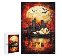 Puzzles pour Adultes 1000 PCS Crimson Tide Gothic Sydney at Sunset Puzzles pour Adultes Jeux Relaxants Améliorent La Mémoire Cadeaux d'anniversaire Et De Noël Uniques 1000 PCS