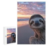 Puzzles pour Adultes 1000 PCS Cute Sloth at Sunset Beach Puzzle pour Adultes - Jeux Relaxants - Difficulté : Difficile - Cadeaux pour Les Amis Et La Famille 1000 PCS