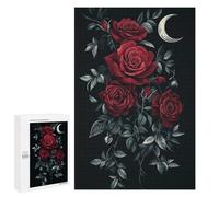 Puzzles pour Adultes 1000 PCS Dark Roses and Moon Puzzle pour Adultes - Jeux Relaxants - Difficulté : Difficile - Cadeaux pour Les Amis Et La Famille 1000 PCS
