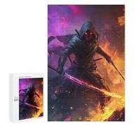 Puzzles pour Adultes 1000 PCS Dark Warrior with Glowing Eyes Puzzle pour Adolescents Assemblage De Motifs Interaction Parent-Enfant Jeu Au Design Attrayant 1000 PCS