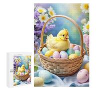 Puzzles pour Adultes 1000 PCS Easter Basket with Chick Puzzle pour Adultes Jeu Manuel Décoration Murale Activités Amusantes À La Maison 1000 PCS