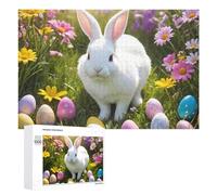 Puzzles pour Adultes 1000 PCS Easter Bunny with Eggs in Garden Puzzles pour Adolescents, Jeux De Réflexion, Décoration Murale, Cadeaux De Noël Et d'anniversaire 1000 PCS