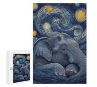 Puzzles pour Adultes 1000 PCS Elephant Under Starry Night Puzzles pour Adolescents, Jouets, Décoration Murale, Motifs À Assembler, Cadeaux pour Les Amis Et La Famille 1000 PCS