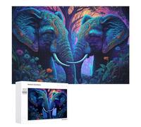 Puzzles pour Adultes 1000 PCS Enchanted Forest Elephants Puzzles pour Adolescents, Jeux De Réflexion, Décoration Murale, Cadeaux De Noël Et d'anniversaire 1000 PCS