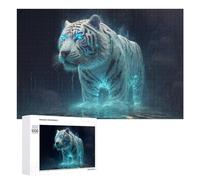 Puzzles pour Adultes 1000 PCS Enchanted White Tiger in Mystical Rain Puzzle pour Adultes, Jouet, Décoration Murale, Cadeau pour Femmes, pour Les Jeux 1000 PCS