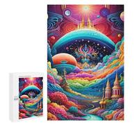 Puzzles pour Adultes 1000 PCS Fantasy World with Castle and Rainbow Clouds Puzzles pour Adolescents, Jeux De Réflexion, Décoration Murale, Cadeaux De Noël Et d'anniversaire 1000 PCS