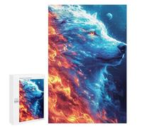 Puzzles pour Adultes 1000 PCS Flame & Ice Wolf Art Print Puzzles pour Adolescents - Anti-Stress - Défi Éducatif - Cadeaux De Noël Et d'anniversaire 1000 PCS