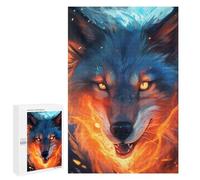 Puzzles pour Adultes 1000 PCS Flame Wolf Fantasy Artwork Puzzle pour Adolescents Assemblage De Motifs Interaction Parent-Enfant Jeu Au Design Attrayant 1000 PCS