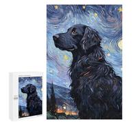 Puzzles pour Adultes 1000 PCS FlatCoated Retriever Night Puzzles pour Adolescents, Jouets, Décoration Murale, Motifs À Assembler, Cadeaux pour Les Amis Et La Famille 1000 PCS
