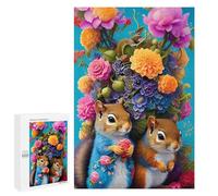 Puzzles pour Adultes 1000 PCS Floral Squirrel Duo Puzzles pour Adolescents, Jeux De Réflexion, Décoration Murale, Cadeaux De Noël Et d'anniversaire 1000 PCS