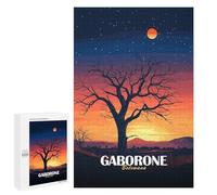 Puzzles pour Adultes 1000 PCS Gaborone Botswana Sunset Landscape Art Jeu De Puzzle Familial Amusant Et Humoristique, Cadeau d'anniversaire, 1000 PCS