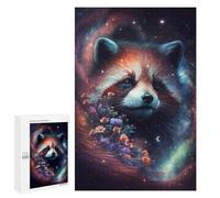 Puzzles pour Adultes 1000 PCS Galactic Red Panda with Flowers Puzzles pour Adultes Analyse Et Logique Entraînez Votre Cerveau Et Vos Mains Jeu Intellectuel