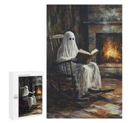 Puzzles pour Adultes 1000 PCS Ghost Reading by Fireplace Puzzle pour Adolescents Assemblage De Motifs Interaction Parent-Enfant Jeu Au Design Attrayant 1000 PCS
