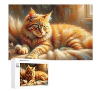 Puzzles pour Adultes 1000 PCS Ginger Cat with Flowers Puzzle pour Adultes, Jouet, Décoration Murale, Cadeau pour Femmes, pour Les Jeux 1000 PCS